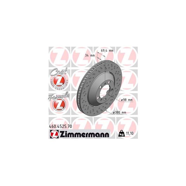 Bromsskiva, framaxel höger Zimmermann 460.4525.70 ZIMMERMANN