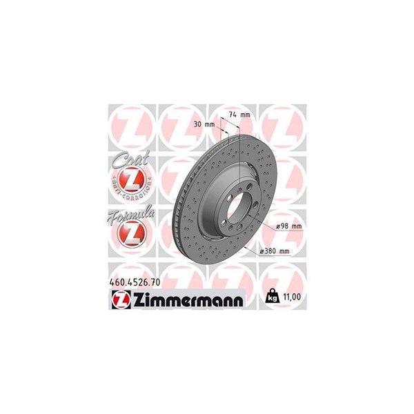 Bromsskiva, Bakaxel vänster Zimmermann 460.4526.70 ZIMMERMANN