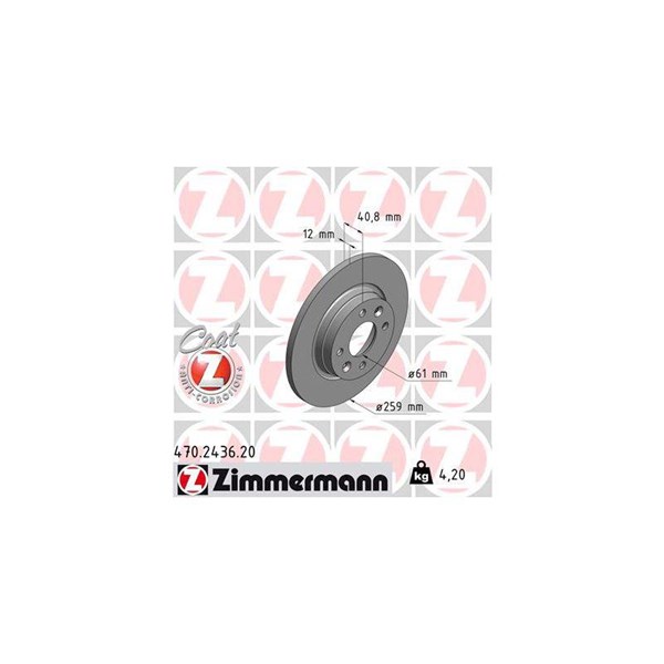 Bromsskiva Solid, Framaxel Zimmermann 470.2436.20 ZIMMERMANN