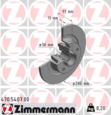 Bromsskiva Solid, Bakaxel Zimmermann 470.5407.00 ZIMMERMANN