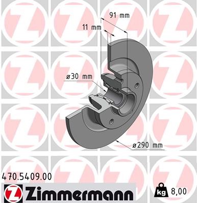 Bromsskiva Solid, Bakaxel Zimmermann 470.5409.00 ZIMMERMANN
