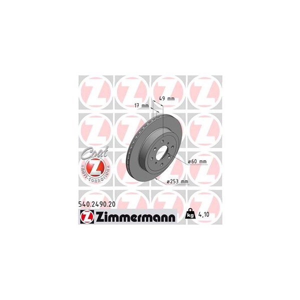 Bromsskiva Ventilerad, Framaxel Zimmermann 540.2490.20 ZIMMERMANN