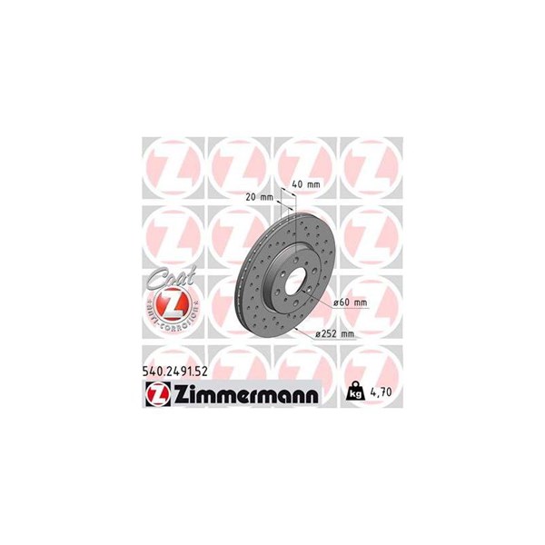 Bromsskiva Ventilerad, Framaxel Zimmermann 540.2491.52 ZIMMERMANN