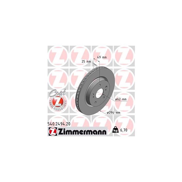 Bromsskiva Ventilerad, Framaxel Zimmermann 540.2494.20 ZIMMERMANN Bromsskiva Ventilerad, Framaxel Zimmermann 540.2494.20 ZIMMERMANN