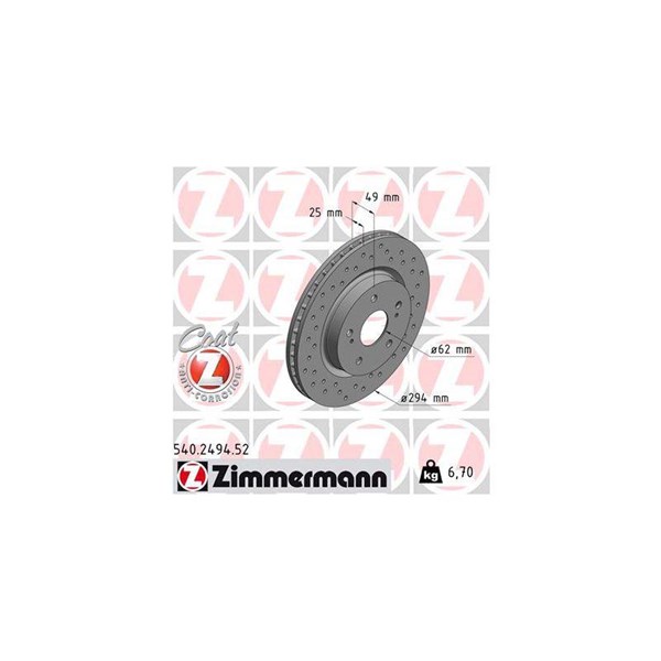 Bromsskiva Ventilerad, Framaxel Zimmermann 540.2494.52 ZIMMERMANN Bromsskiva Ventilerad, Framaxel Zimmermann 540.2494.52 ZIMMERMANN