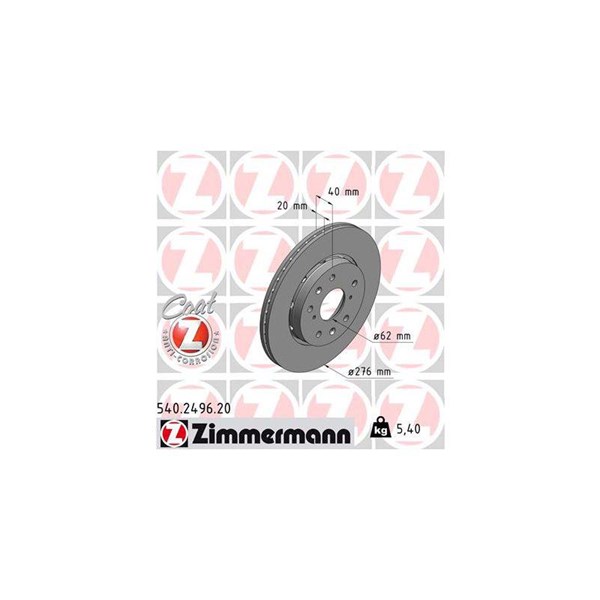 Bromsskiva Externt ventilerad, Framaxel Zimmermann 540.2496.20 ZIMMERMANN Bromsskiva Externt ventilerad, Framaxel Zimmermann 540.2496.20 ZIMMERMANN