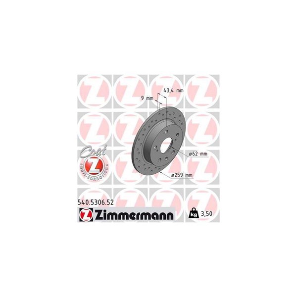 Bromsskiva Solid, Bakaxel Zimmermann 540.5306.52 ZIMMERMANN