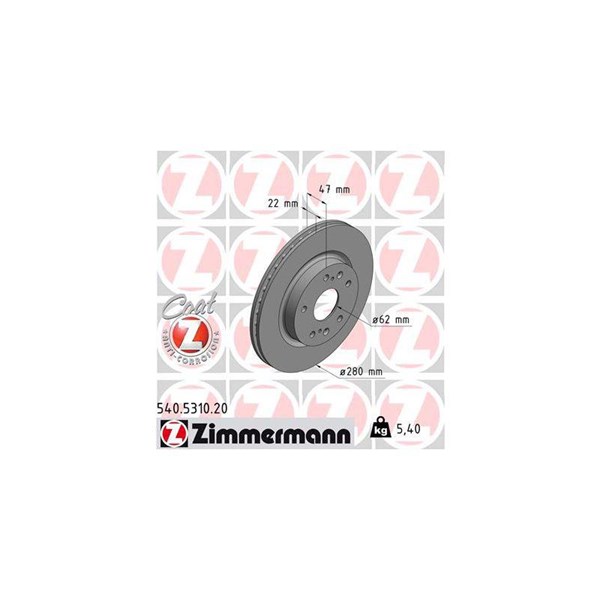 Bromsskiva Ventilerad, Framaxel Zimmermann 540.5310.20 ZIMMERMANN