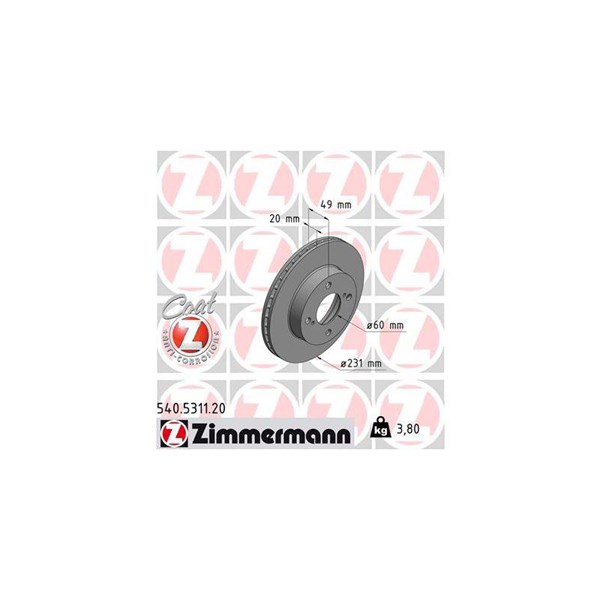 Bromsskiva Ventilerad, Framaxel Zimmermann 540.5311.20 ZIMMERMANN