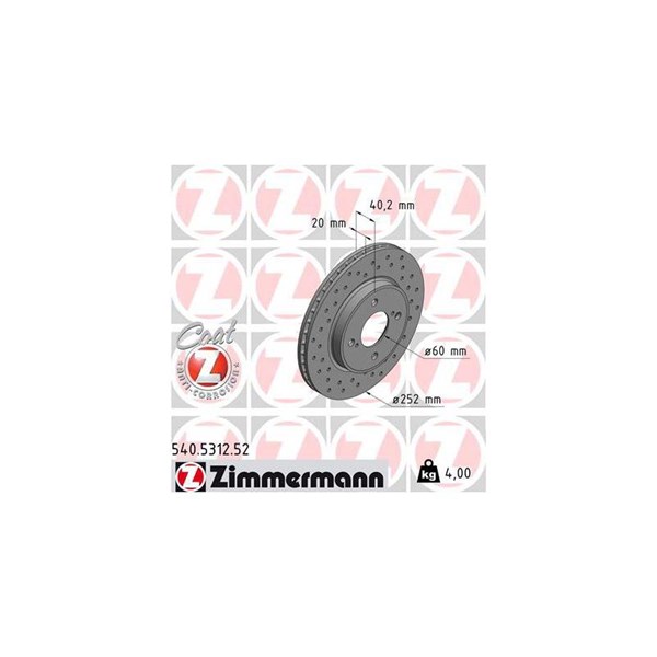 Bromsskiva Ventilerad, Framaxel Zimmermann 540.5312.52 ZIMMERMANN