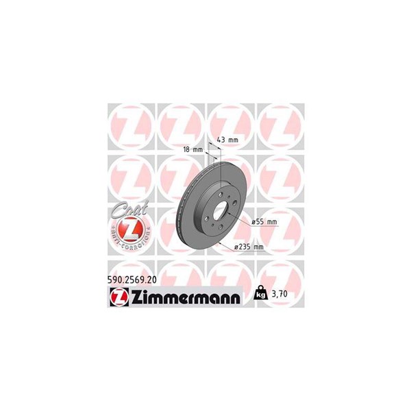 Bromsskiva Ventilerad, Framaxel Zimmermann 590.2569.20 ZIMMERMANN