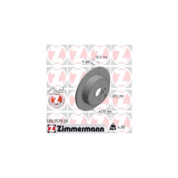 Bromsskiva Solid, Bakaxel Zimmermann 590.2579.20 ZIMMERMANN