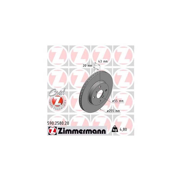 Bromsskiva Ventilerad, Framaxel Zimmermann 590.2580.20 ZIMMERMANN