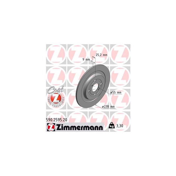 Bromsskiva Solid, Bakaxel Zimmermann 590.2595.20 ZIMMERMANN Bromsskiva Solid, Bakaxel Zimmermann 590.2595.20 ZIMMERMANN