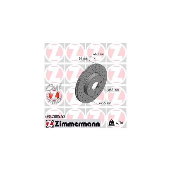 Bromsskiva Ventilerad, Framaxel Zimmermann 590.2805.52 ZIMMERMANN