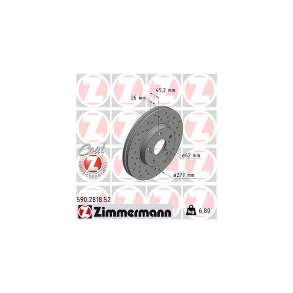 Bromsskiva Ventilerad, Framaxel Zimmermann 590.2818.52 ZIMMERMANN Bromsskiva Ventilerad, Framaxel Zimmermann 590.2818.52 ZIMMERMANN