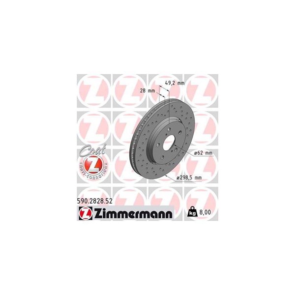 Bromsskiva Hålad, Framaxel Zimmermann 590.2828.52 ZIMMERMANN
