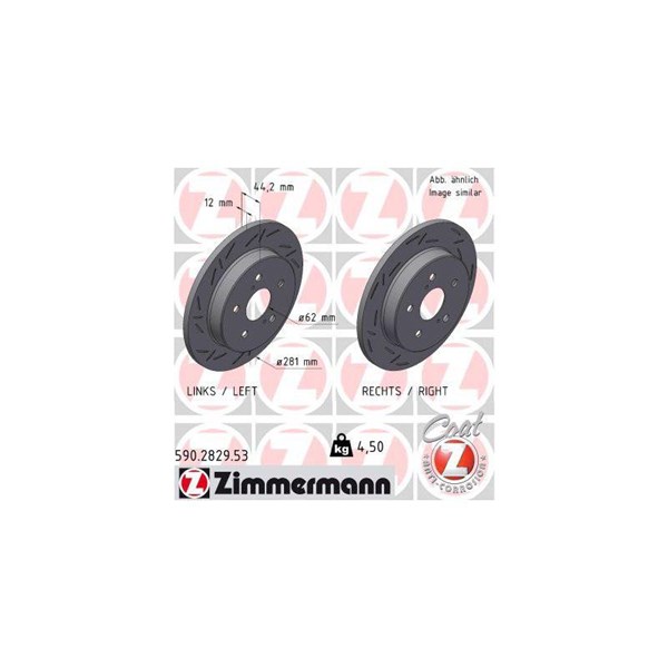 Bromsskiva Solid, Bakaxel Zimmermann Black Z 590.2829.53 ZIMMERMANN