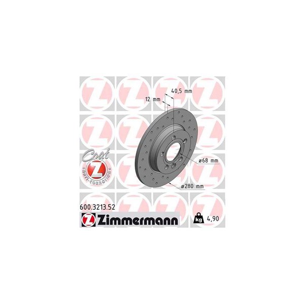 Bromsskiva Solid, Bakaxel Zimmermann 600.3213.52 ZIMMERMANN