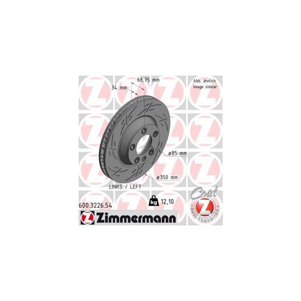 Bromsskiva Ventilerad, framaxel vänster Zimmermann 600.3226.54 ZIMMERMANN