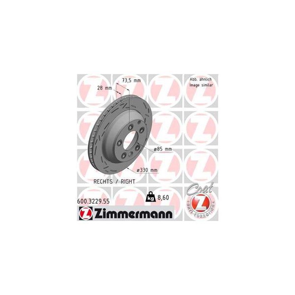 Bromsskiva Ventilerad, Bakaxel höger Zimmermann 600.3229.55 ZIMMERMANN