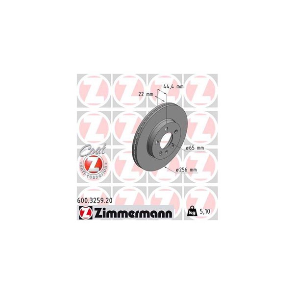 Bromsskiva Ventilerad, Framaxel Zimmermann 600.3259.20 ZIMMERMANN