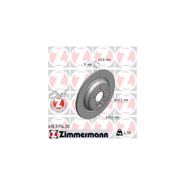 Bromsskiva Solid, Bakaxel Zimmermann 610.3714.20 ZIMMERMANN