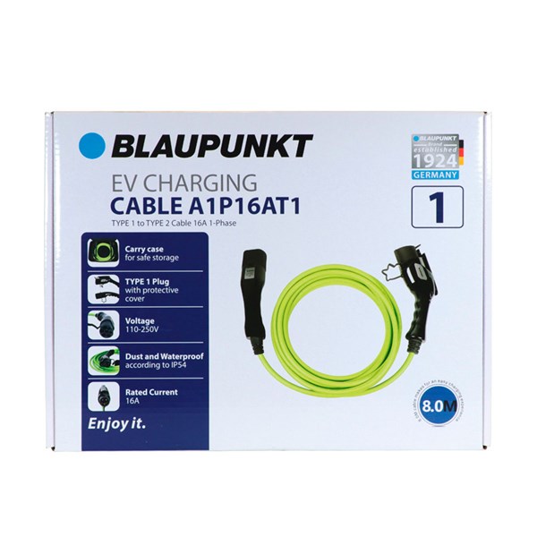 Laddkabel Blaupunkt elbil Typ 1 16A, Fas-1 Blaupunkt Laddkabel Blaupunkt elbil Typ 1 16A, Fas-1 Blaupunkt