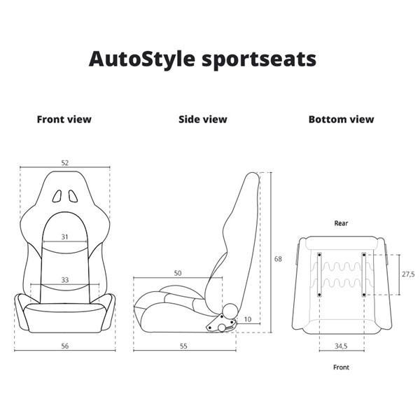 Sportstol, Universal, Vänster AutoStyle Sportstol, Universal, Vänster AutoStyle