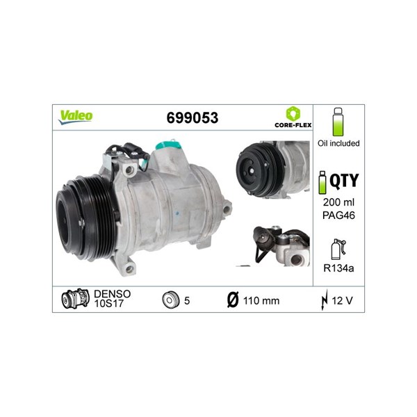 Kompressor, klimatanläggning 12V Valeo 699053 VALEO