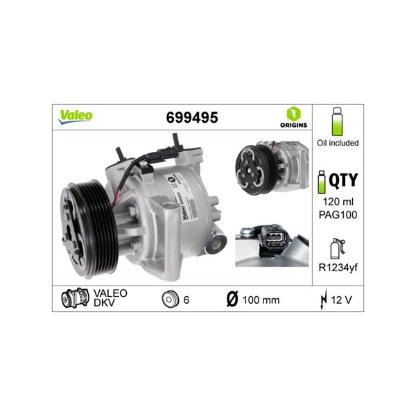 Kompressor, klimatanläggning Valeo 699495 VALEO Kompressor, klimatanläggning Valeo 699495 VALEO