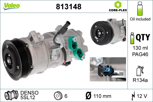 Kompressor, klimatanläggning 12V Valeo 813148 VALEO