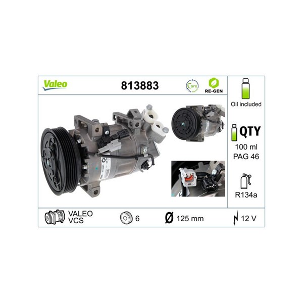 Kompressor, klimatanläggning 12V Valeo 813883 VALEO