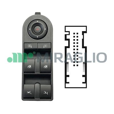 Brytare, fönsterhiss, Vänster fram Miraglio 121/OPB76005 MIRAGLIO