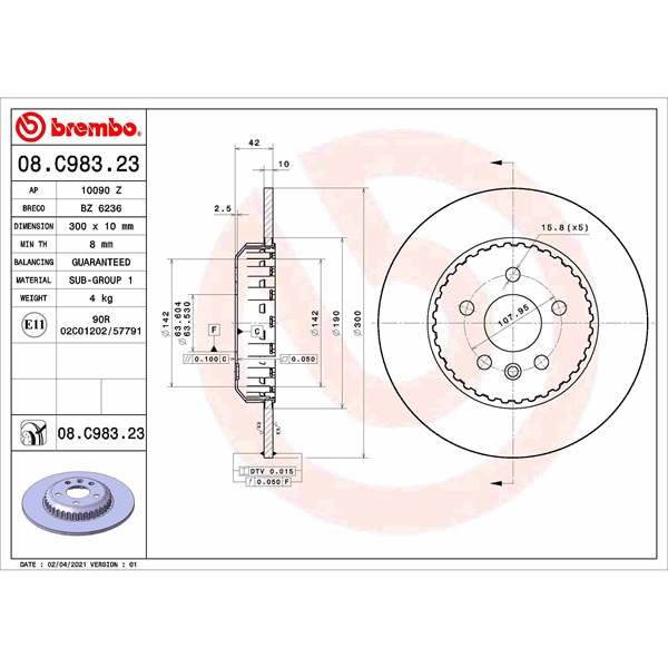 Bromsskiva, Bakaxel BREMBO