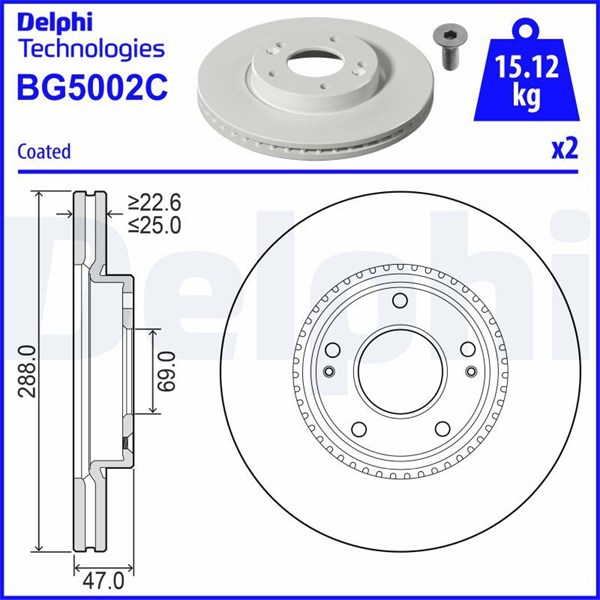 Bromsskiva, Framaxel DELPHI Bromsskiva, Framaxel DELPHI