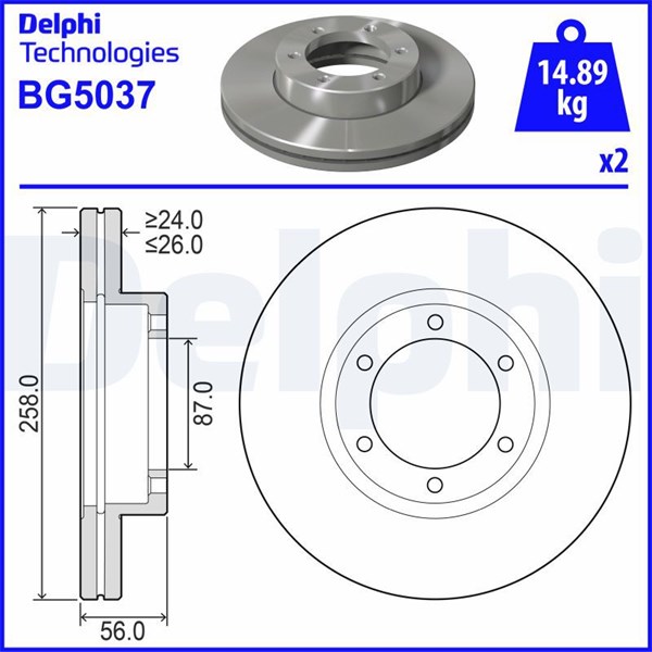 Bromsskiva Ventilerad, Framaxel Delphi BG5037 DELPHI Bromsskiva Ventilerad, Framaxel Delphi BG5037 DELPHI
