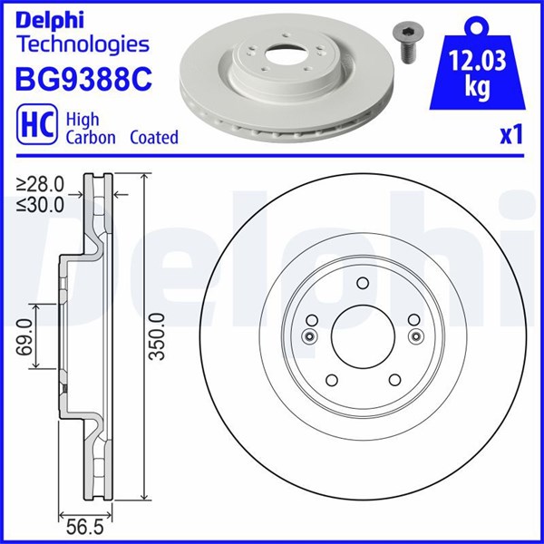 Bromsskiva Ventilerad, Framaxel Delphi BG9388C DELPHI Bromsskiva Ventilerad, Framaxel Delphi BG9388C DELPHI