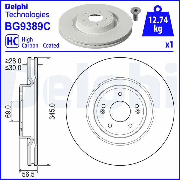 Bromsskiva Ventilerad, Framaxel Delphi BG9389C DELPHI Bromsskiva Ventilerad, Framaxel Delphi BG9389C DELPHI