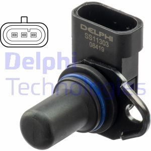 Sensor, kamaxelgivare, Vänster fram, Insugssidan, Avgas-/utsläpps DELPHI