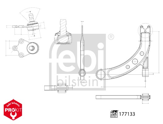 Länkarm, framaxel vänster Febi bilstein Prokit 177133 FEBI BILSTEIN