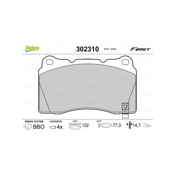 Bromsbeläggsats, Framaxel Valeo 302310 VALEO