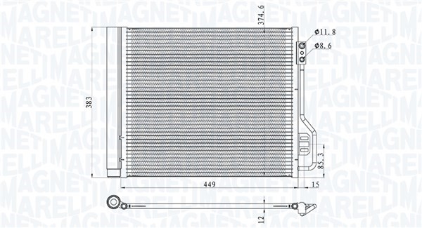 Kondensor, klimatanläggning Magneti marelli 350203854000 MAGNETI MARELLI