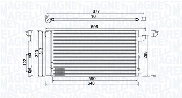 Kondensor, klimatanläggning Magneti marelli 350203857000 MAGNETI MARELLI