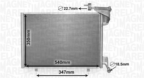 Kondensor, klimatanläggning Magneti marelli 350203870000 MAGNETI MARELLI
