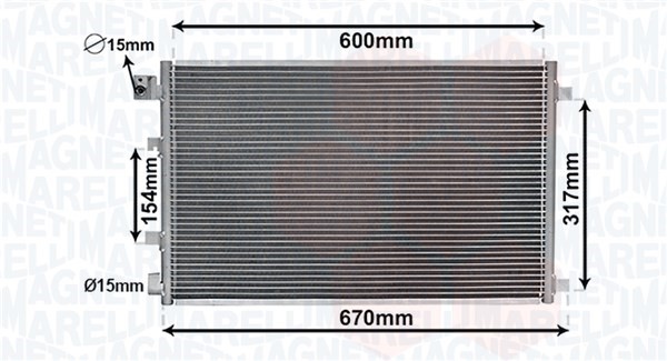 Kondensor, klimatanläggning Magneti marelli 350203879000 MAGNETI MARELLI