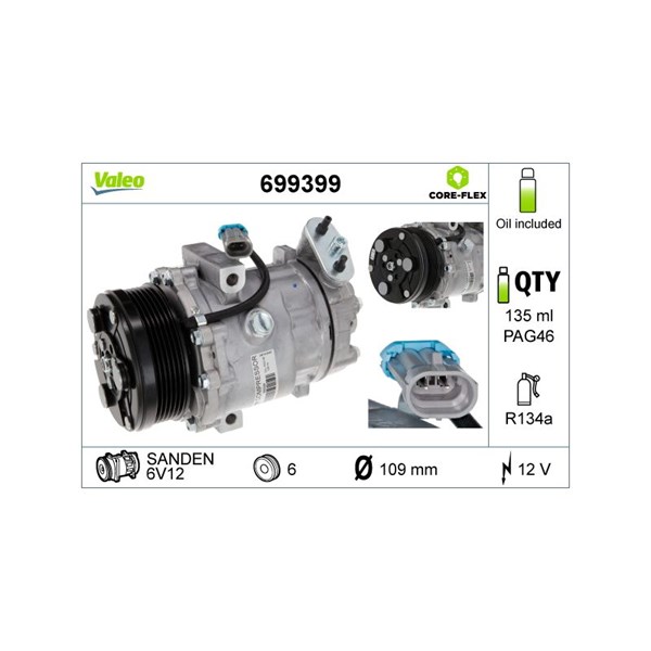 Kompressor, klimatanläggning 12V Valeo 699399 VALEO Kompressor, klimatanläggning 12V Valeo 699399 VALEO