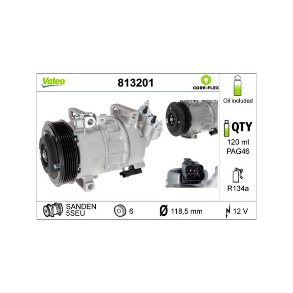 Kompressor, klimatanläggning 12V Valeo 813201 VALEO