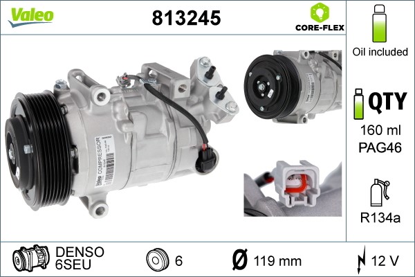 Kompressor, klimatanläggning 12V Valeo 813245 VALEO