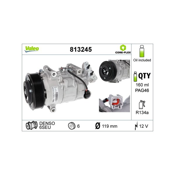Kompressor, klimatanläggning 12V Valeo 813245 VALEO